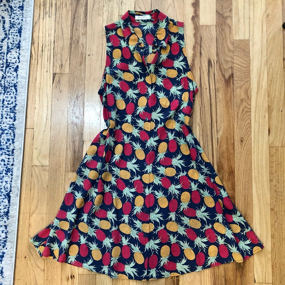 SOLD-Equipment Pineapple Silk Shirt Dress
